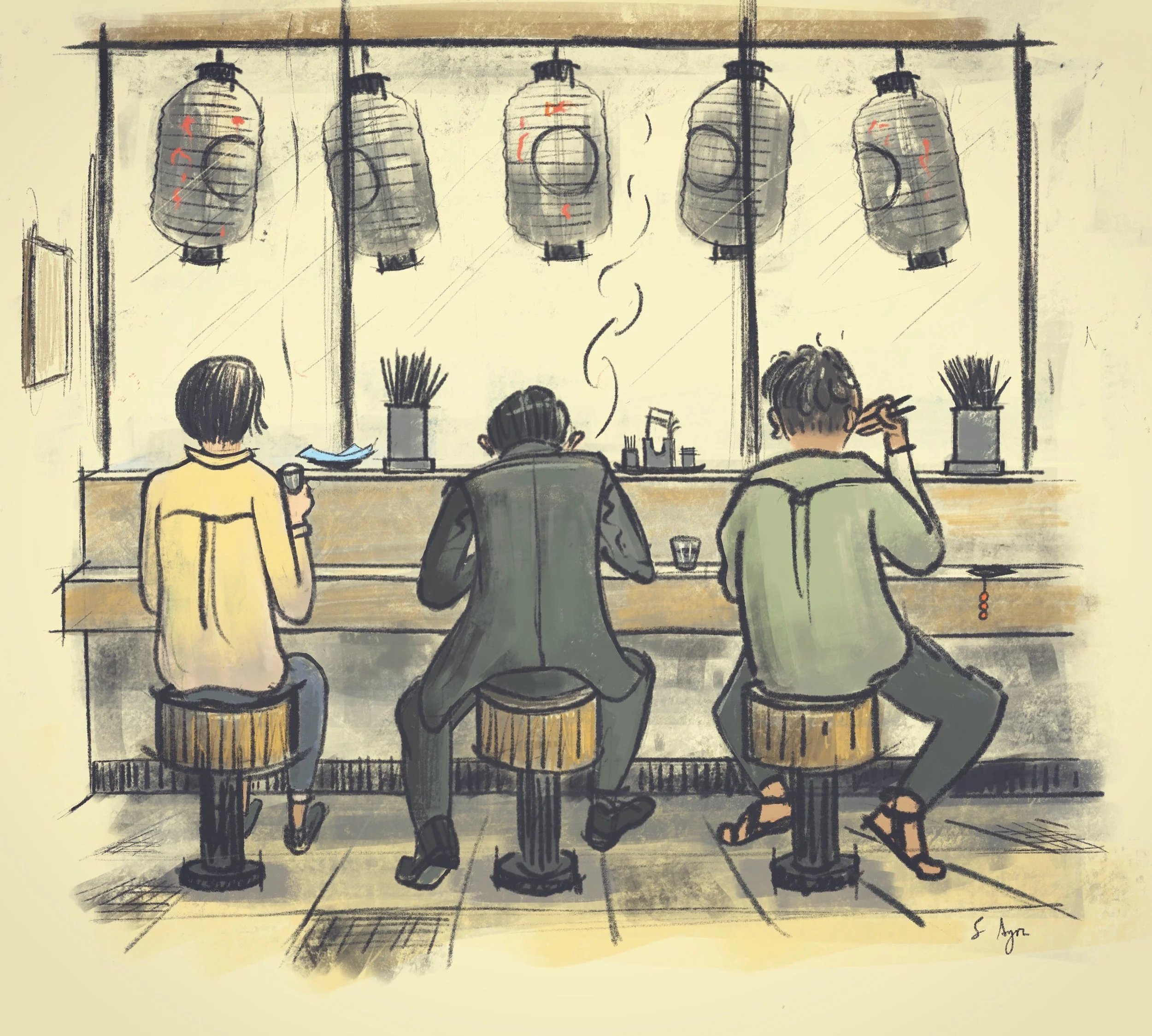 Soba restaruant in Iidabashi in Tokyo