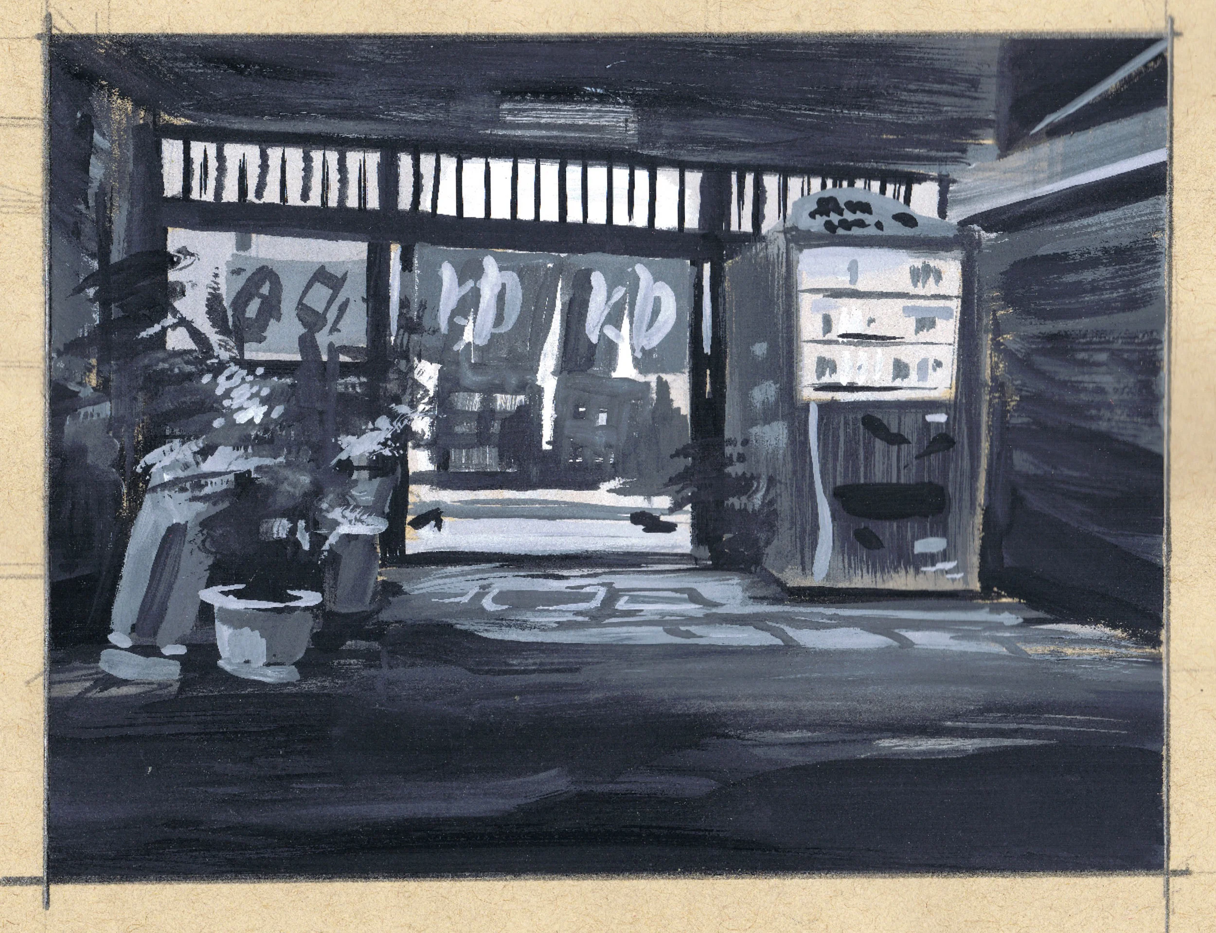 Sketch of local public bathhouse (women go to the left and men go to the right)