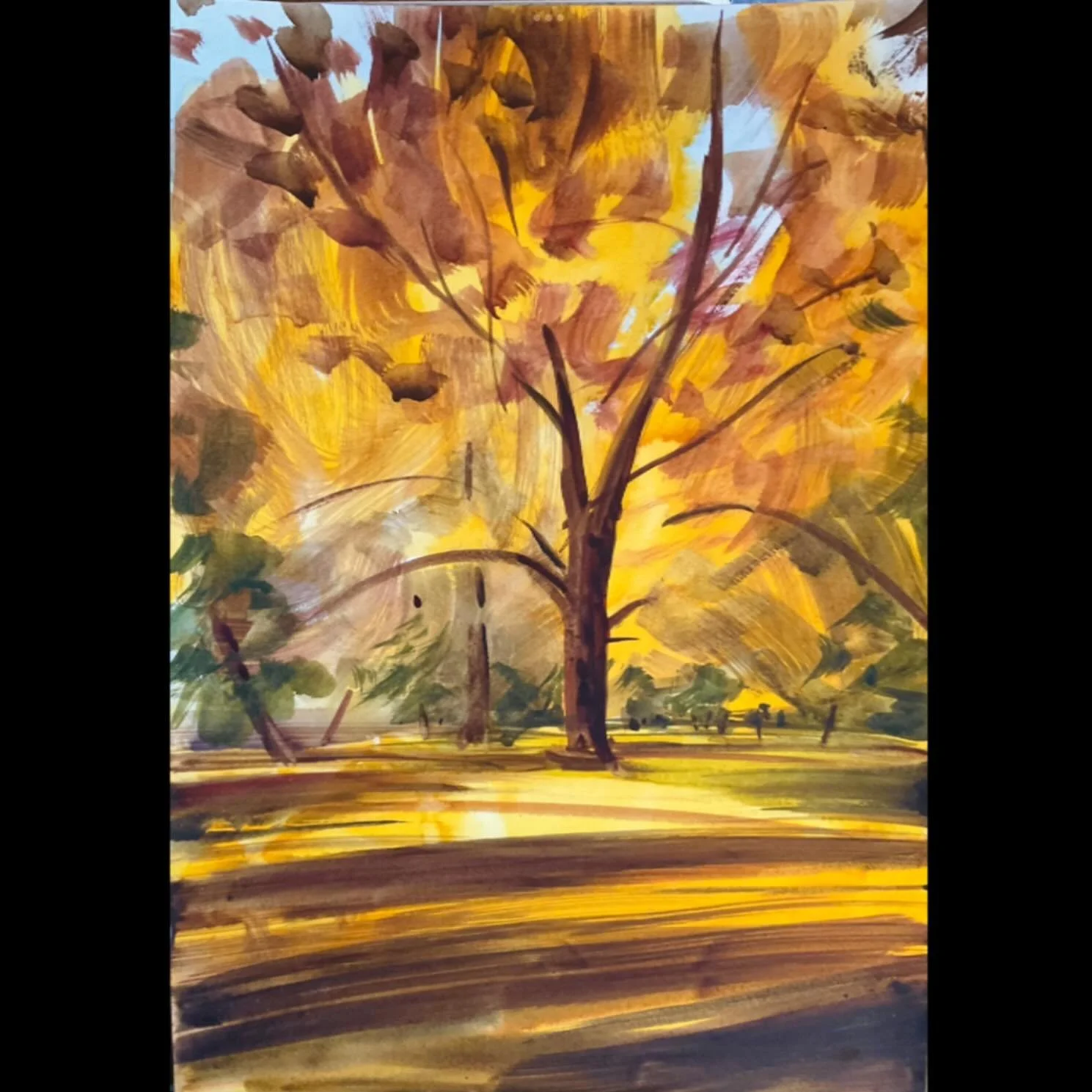 Late afternoon sketch of a giant ginkgo tree in the grounds of Kyoto&rsquo;s Imperial Palace in early December

#pleinair #watercolor #etchr #holbeinwatercolors #Kyoto