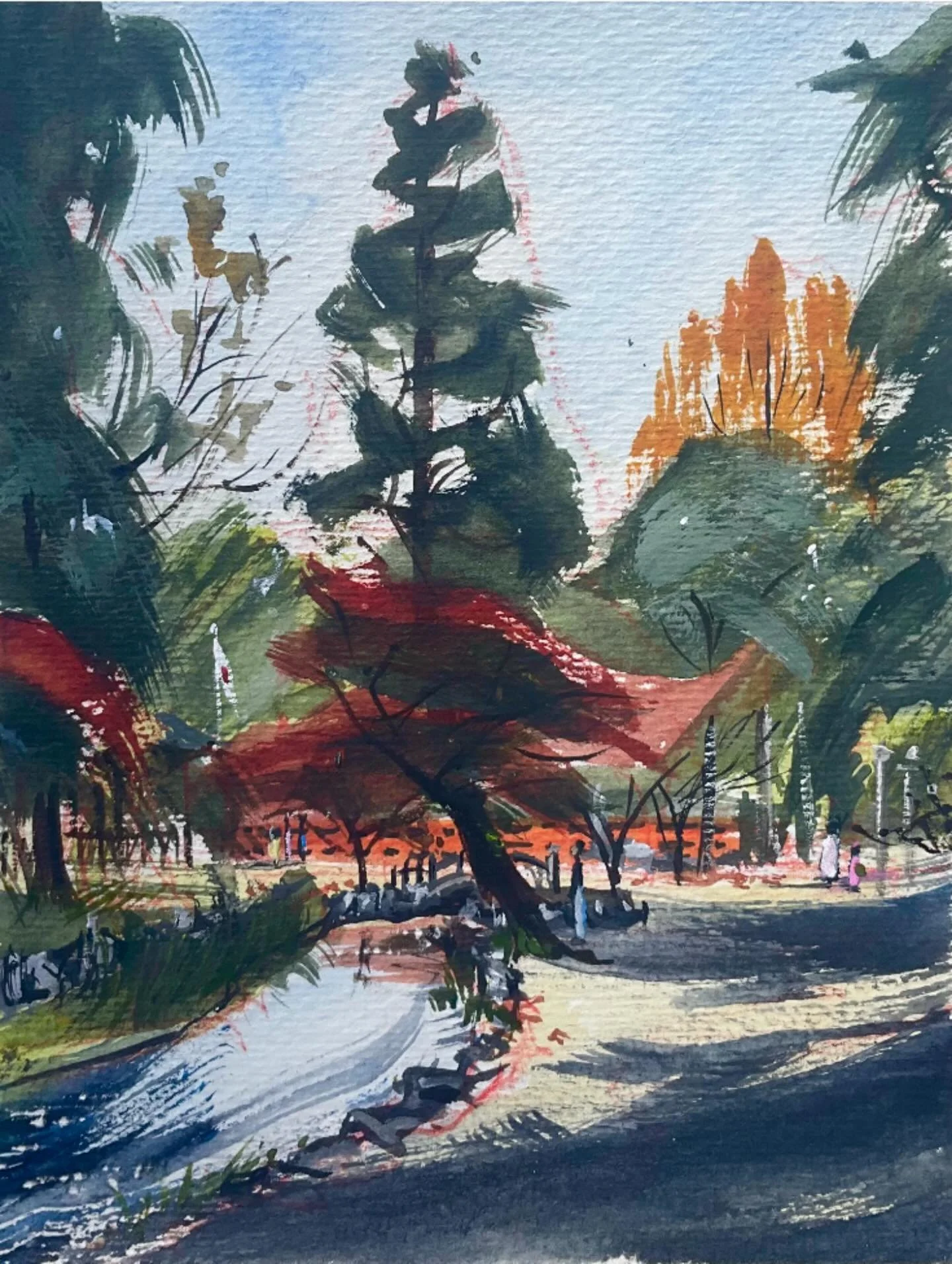 Sketch of autumn trees in the grounds of Kyoto&rsquo;s Kamigamo Shrine
Lots of families dressed up in threads to celebrate Shichi-Go-San (七五三).

#japan #sketch #pleinair #kyoto #shrine #landscapepainting #kamigamojinja #watercolor #holbein #holbeinwa