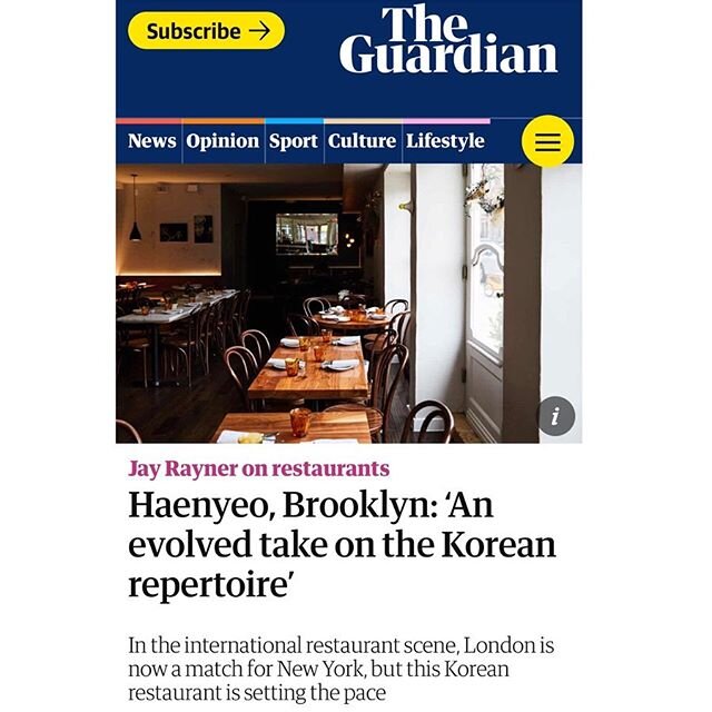 Last week we were in the U.K. - in print that is! Thank you @jayrayner1 for your lovely review of our restaurant in last weeks Sunday edition of the @guardian - we can&rsquo;t wait to reopen! 📸: @colinclark