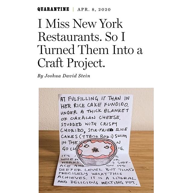 &ldquo;I live for New York restaurants, the reassuring pleasure of returning to old favorites and the bracing joy of discovering new ones. I&rsquo;ve always loved New York restaurants and though I&rsquo;m a food writer, I guess, I&rsquo;m mostly a re