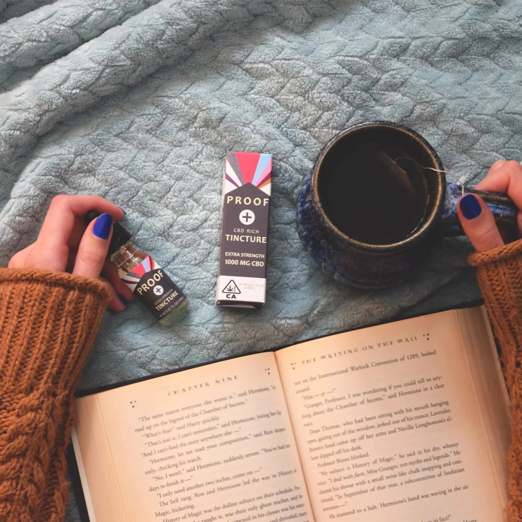 Relaxing Tea and Book with CBD Only Tincture