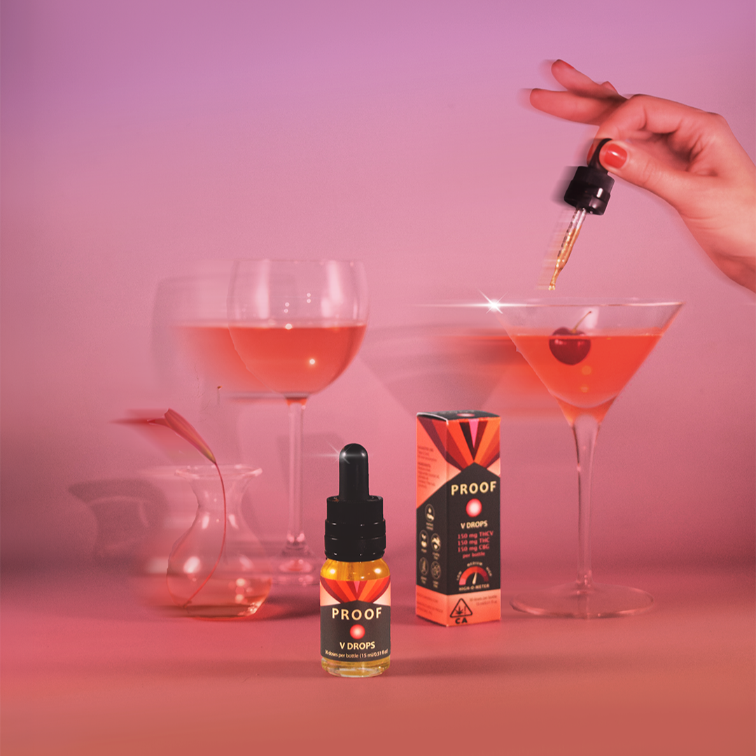 Proof THC V Drops added to a mixed drink