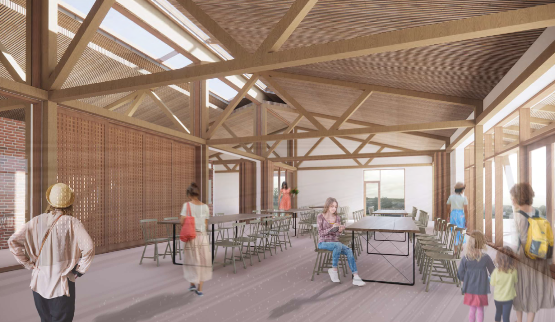 Harrevig Grønne Samlingshus - Visualisering af salen - BJERG Arkitekter