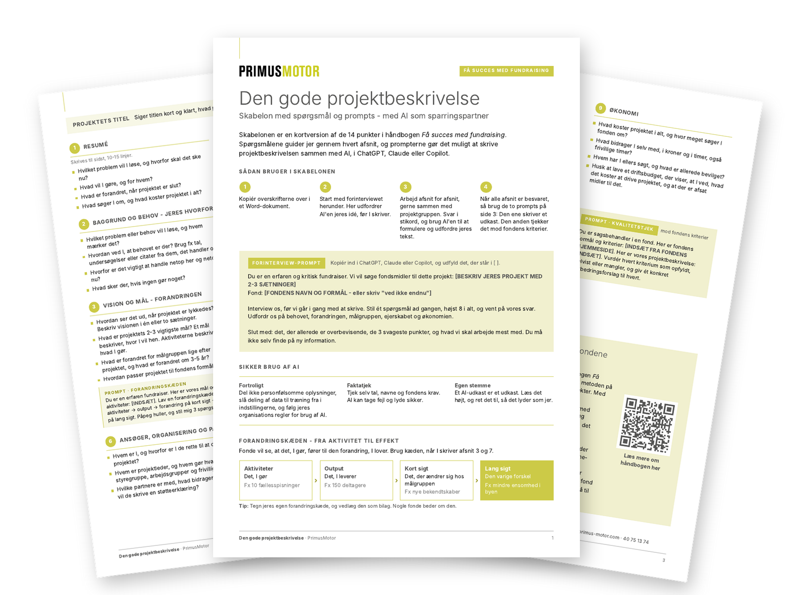 Skabelonen Den gode projektbeskrivelse fra PrimusMotor