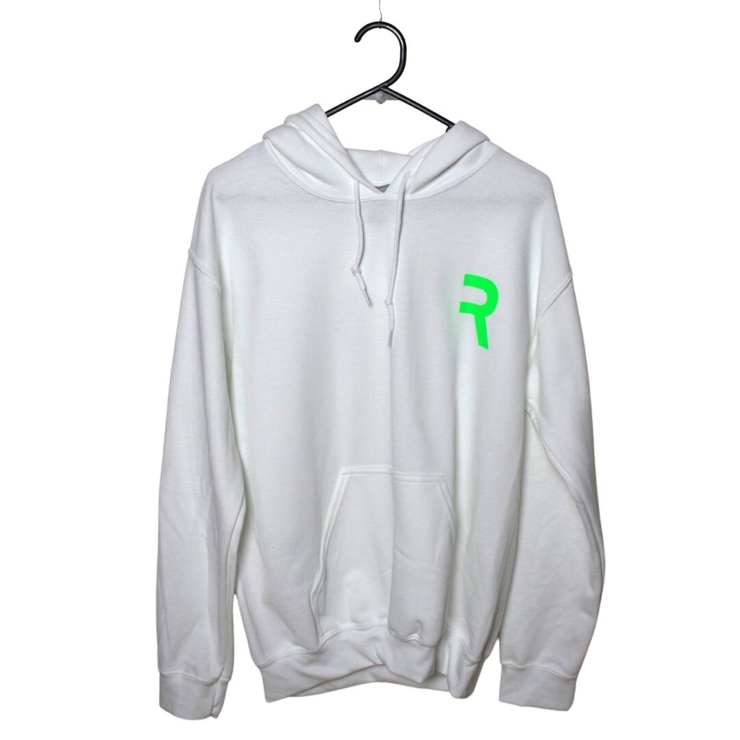 White Hoodie - Fluorescent Green Logo