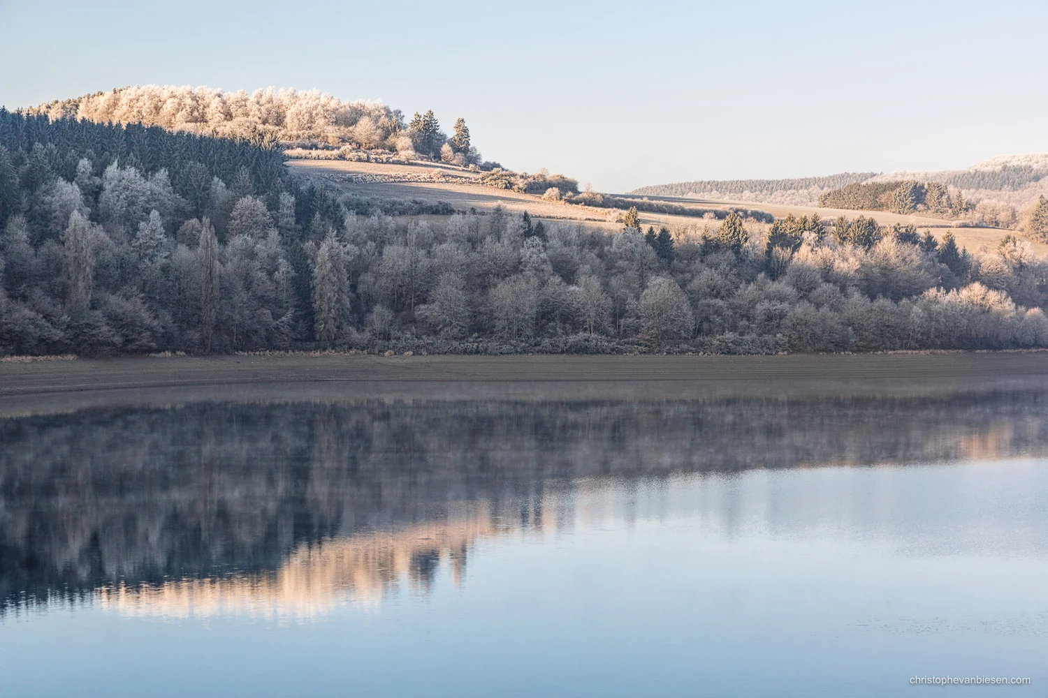 Snow in Luxembourg - Winter at the Upper-Sure Lake in the Grand-Duchy of Snow in Luxembourg - Cold Reflection