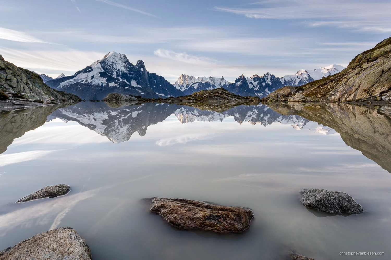Alps - France - View on the Mont Blanc and the other Needles of the French Alps