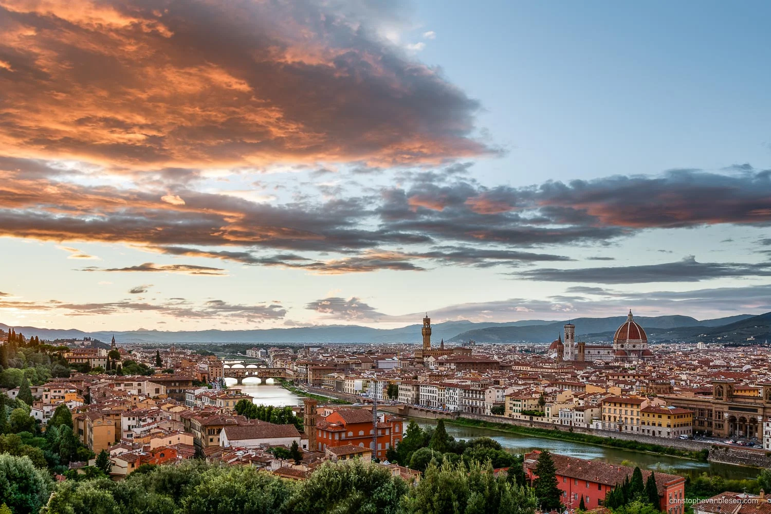 Florence - Italy - Sunset over the city of Florence, Italy