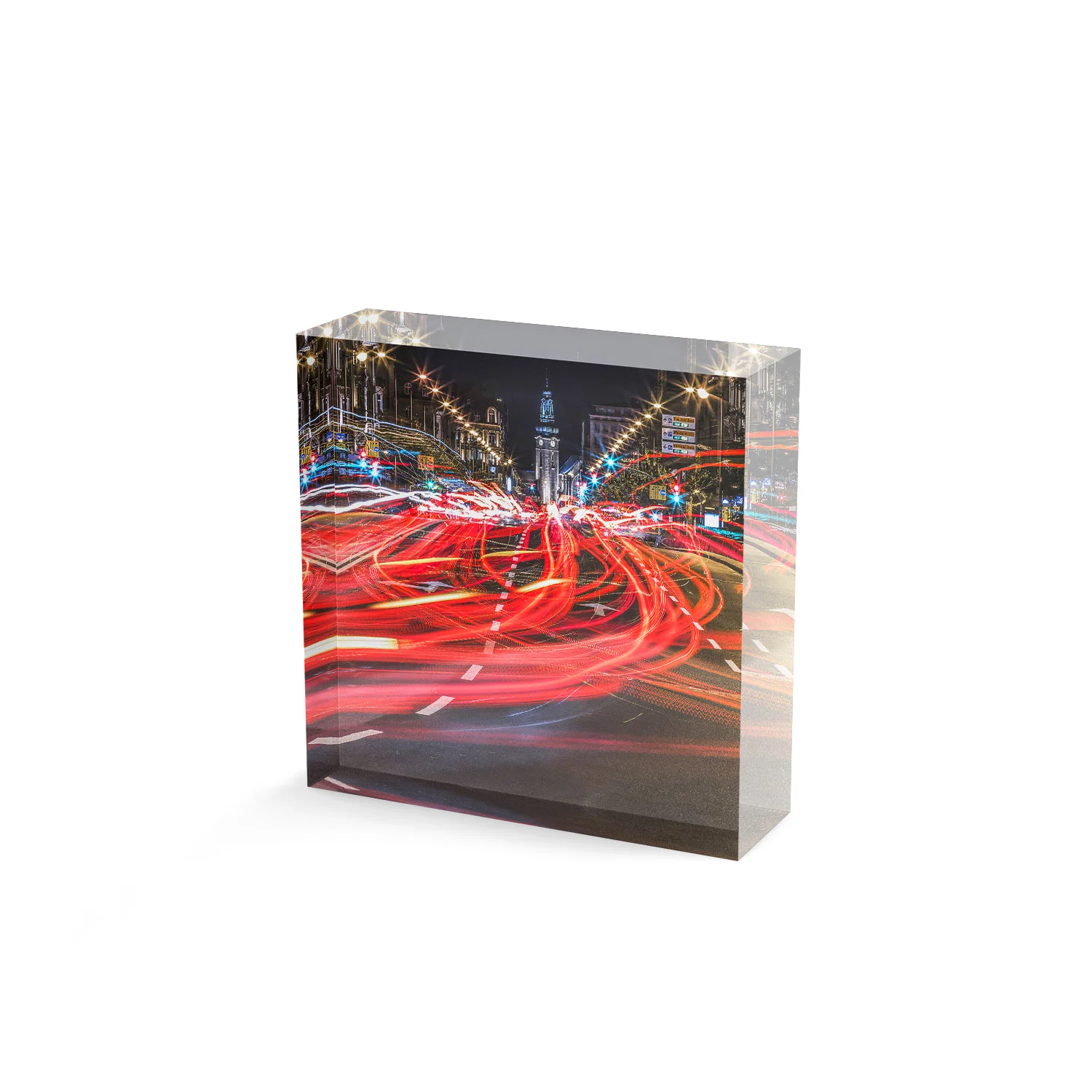 Acrylic Glass Block - Luxembourg - Gift Souvenir - Red Flow - Right Side - Photography by Christophe Van Biesen - Luxembourg Landscape and Travel Photographer