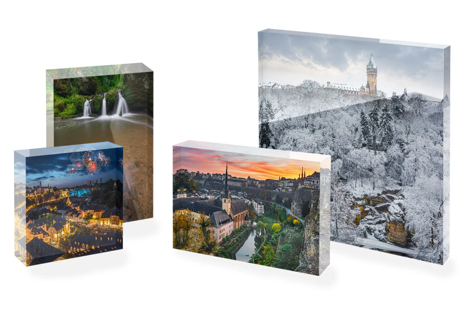 Luxembourg Acrylic Glass Block Selection - Various Sizes - Gift Souvenir Trip Travel Luxembourg - Photography by Christophe Van Biesen - Luxembourg Landscape and Travel Photographer