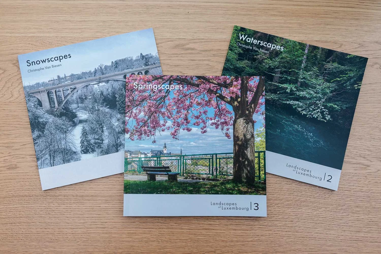 Luxembourg photography books Snowscapes Springscapes and Waterscapes displayed together