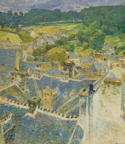 (6) Frederick Childe Hassam, Pont-Aven roofs 1897