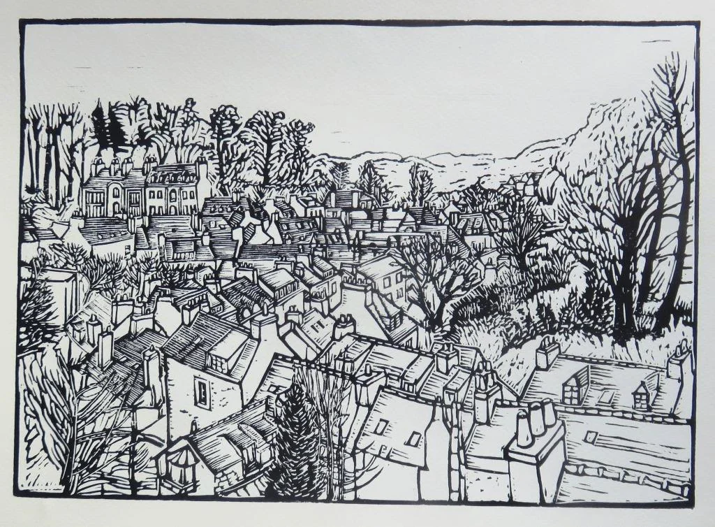 (9) Pont-Aven roofs, drawing plate print