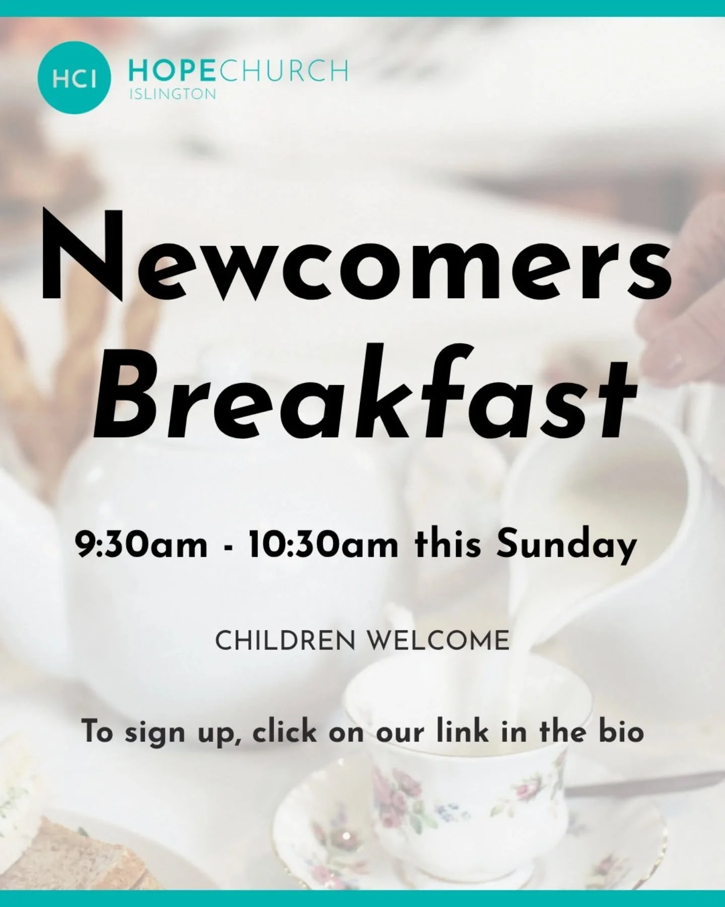 If you are have joined Hope in the last year, or you have been with us longer and feel you haven&rsquo;t got to know many people. 

We would to invite you to our&nbsp;Newcomers Breakfast. You will have the opportunity to meet some of the team, hear a