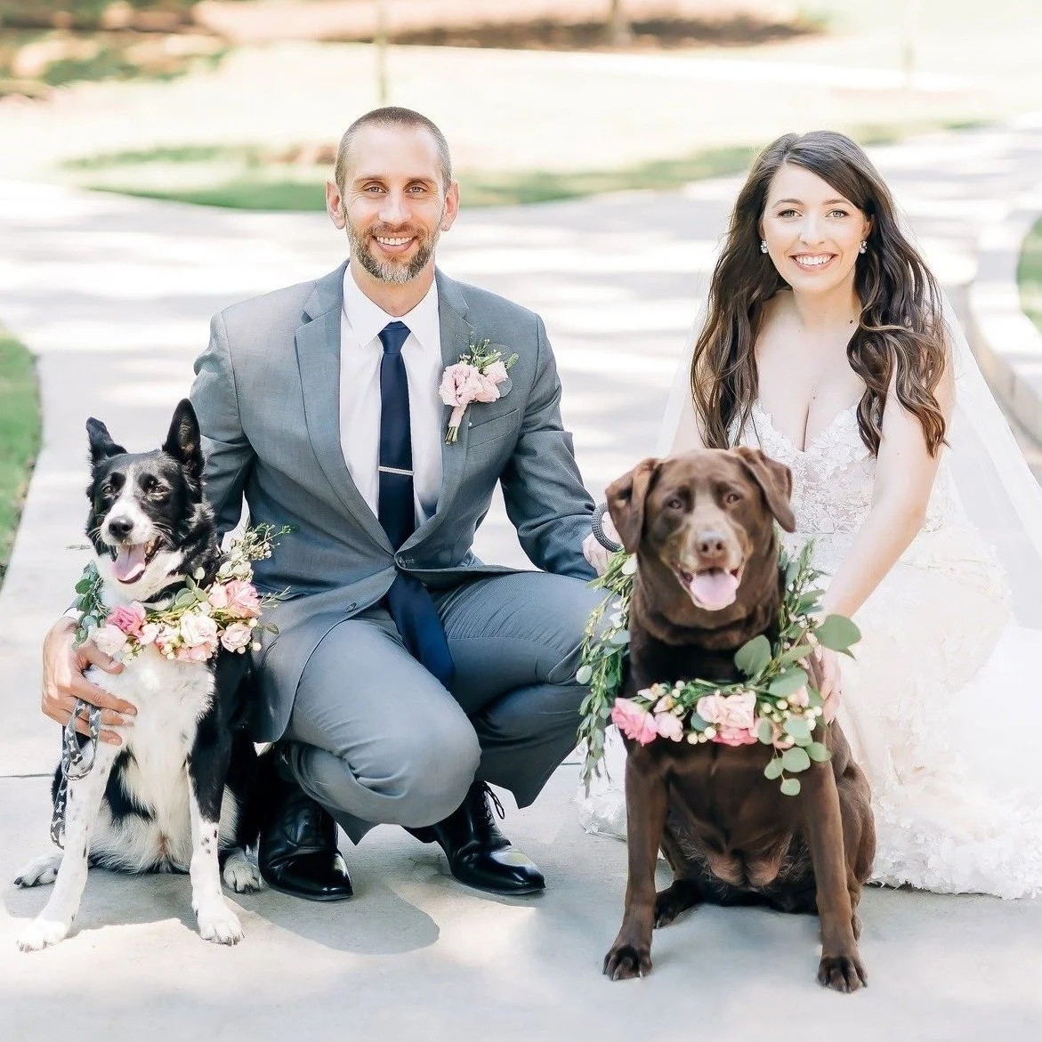 The only thing that should steal the brides spotlight for a moment on wedding day.. their pups! We love when our couples furry loved ones join in on wedding day!