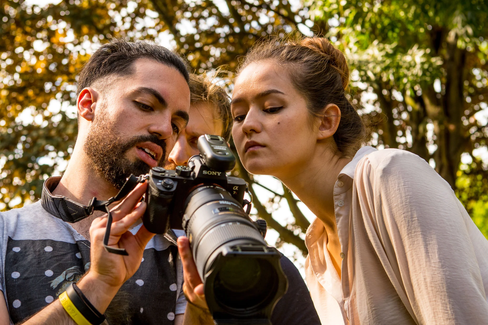Checking shots for "AreaX" with choreographer James Finnemore and model-dancer Maja Furnes.