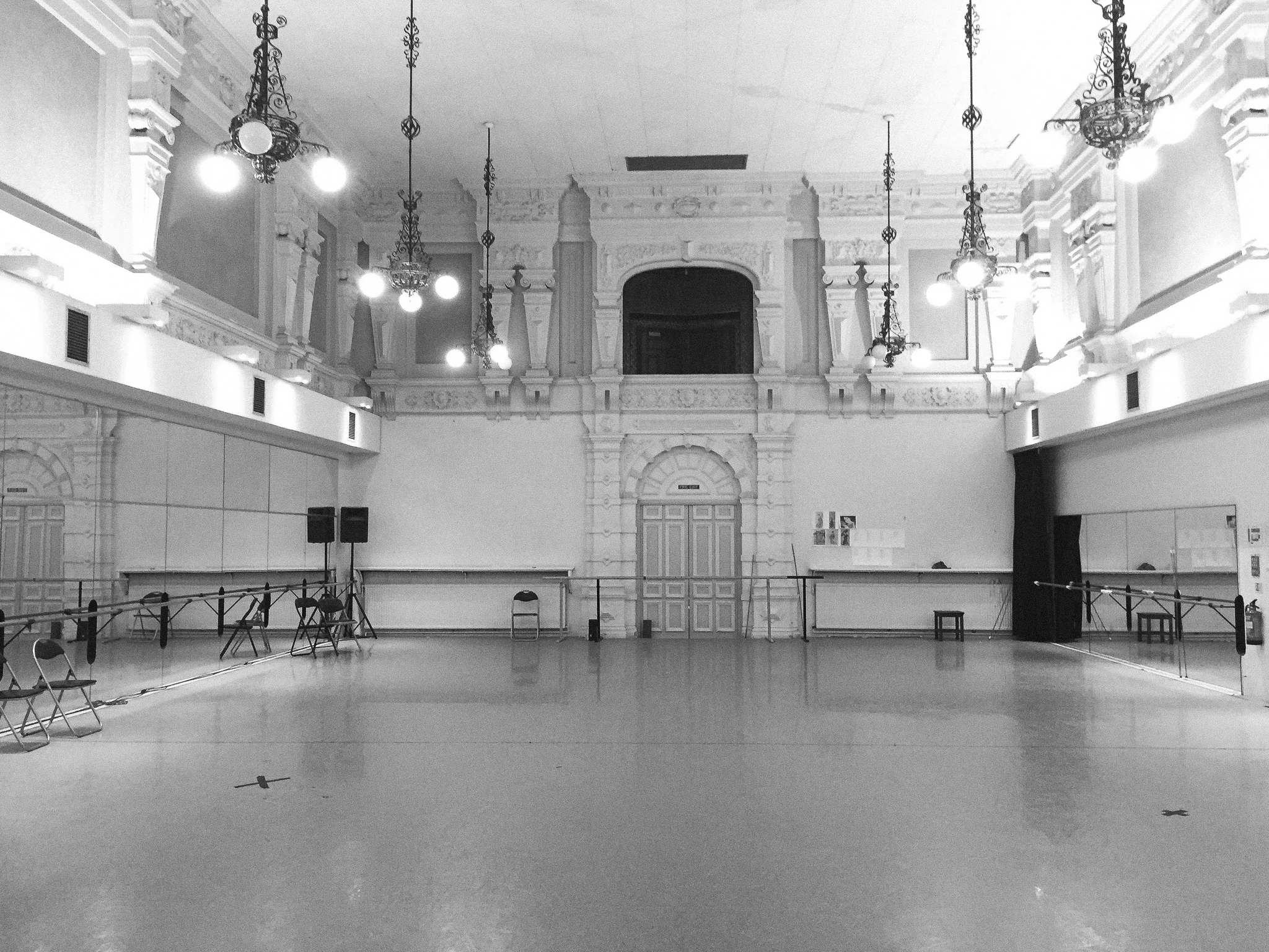 English National Ballet empty studio before the photoshoot.