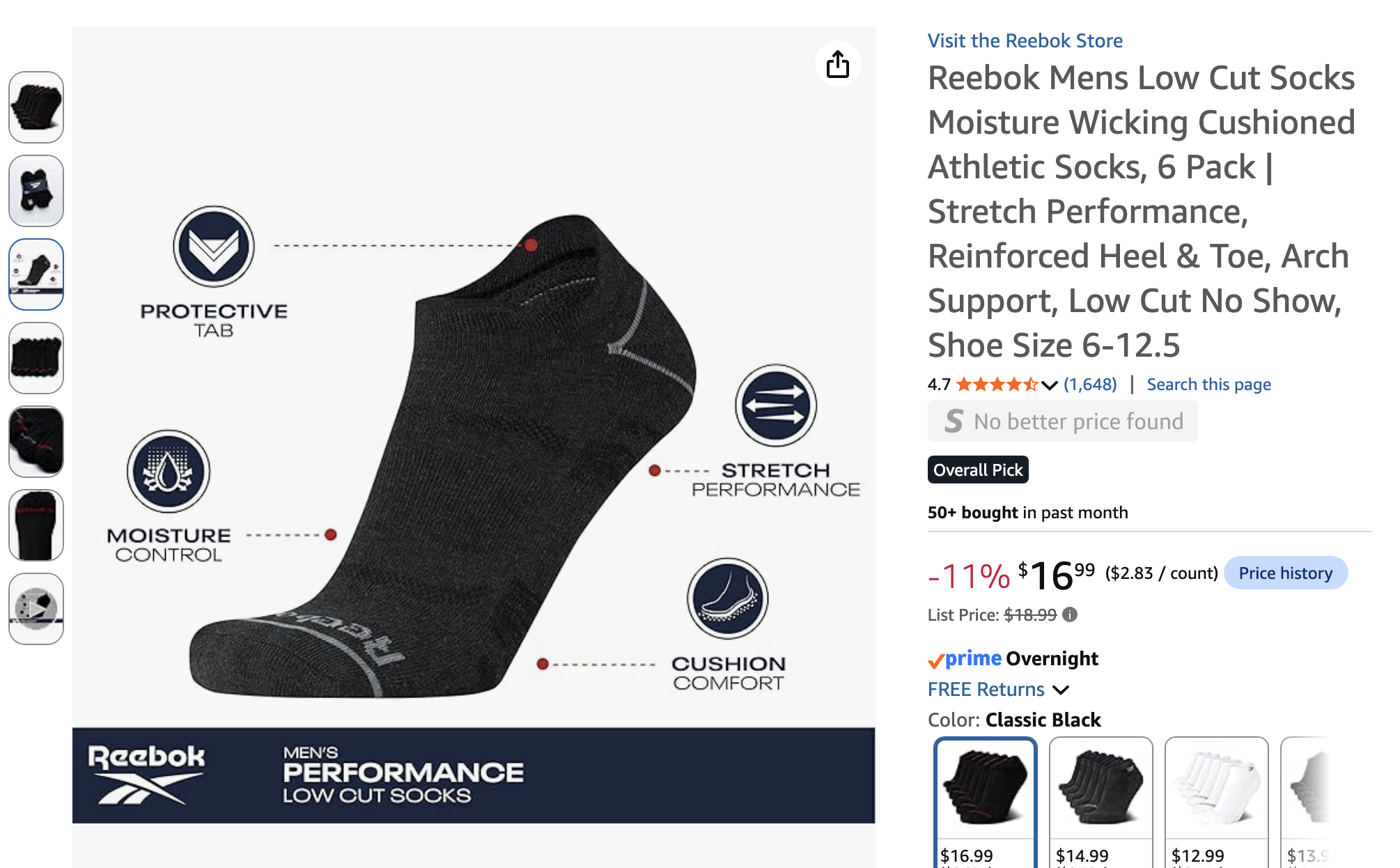 Reebok Infographics for Amazon