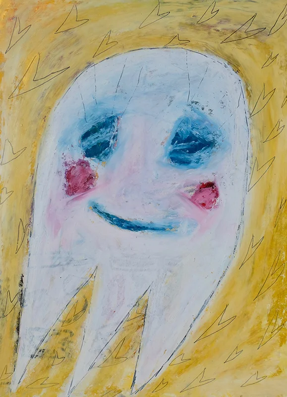 Adam Handler, But I love you ghost, 2018, Pencil and oil stick on paper, 28 x 20 inches, $1,000. USD