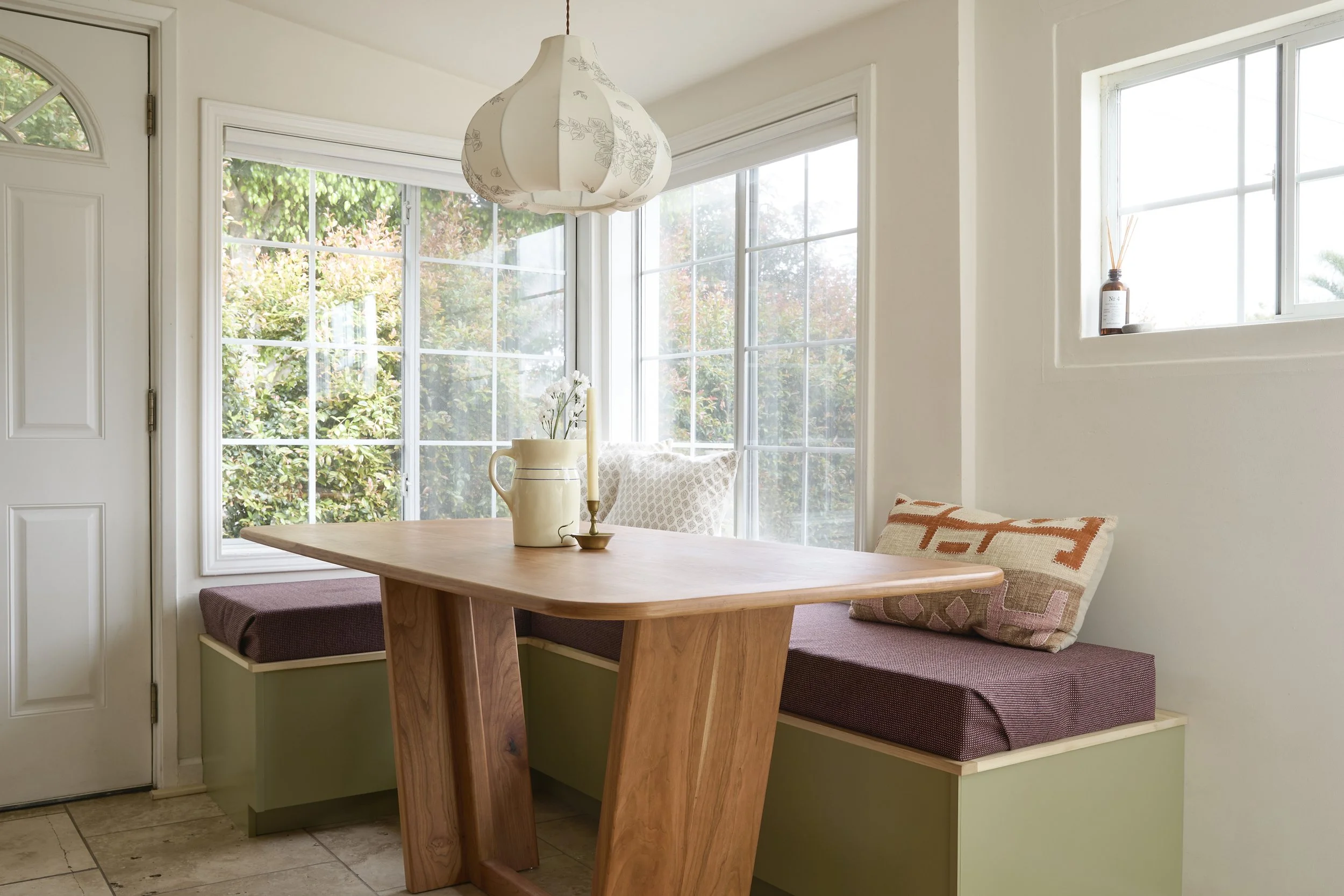 Custom Cherry Dining Table and Banquette