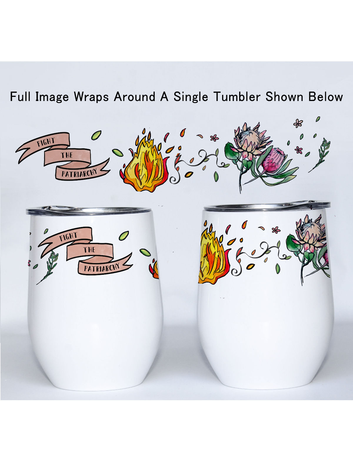 Fight The Patriarchy Illustrated Stemless Wine Tumbler