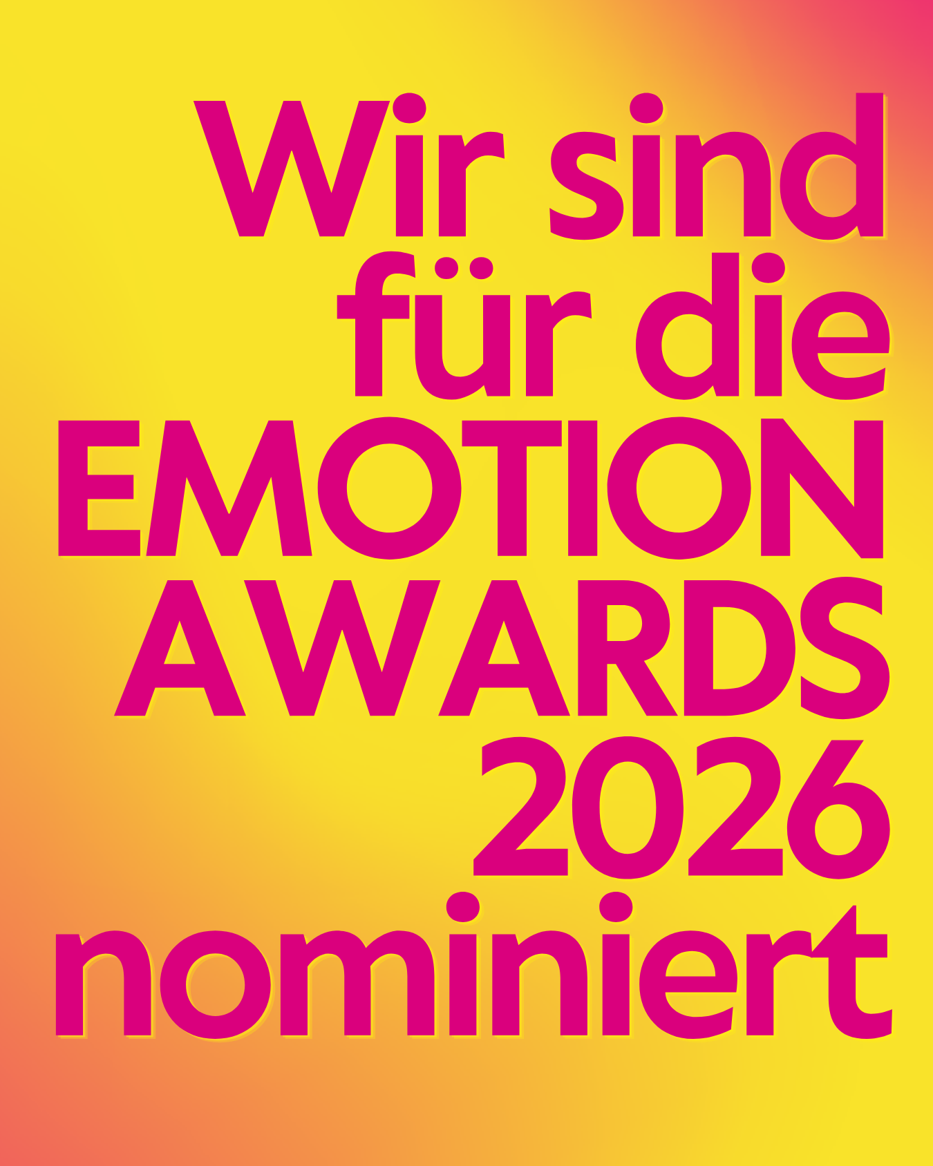 Wir sind für die emotion Awards ‘26 nominiert - stimmt für uns ab!