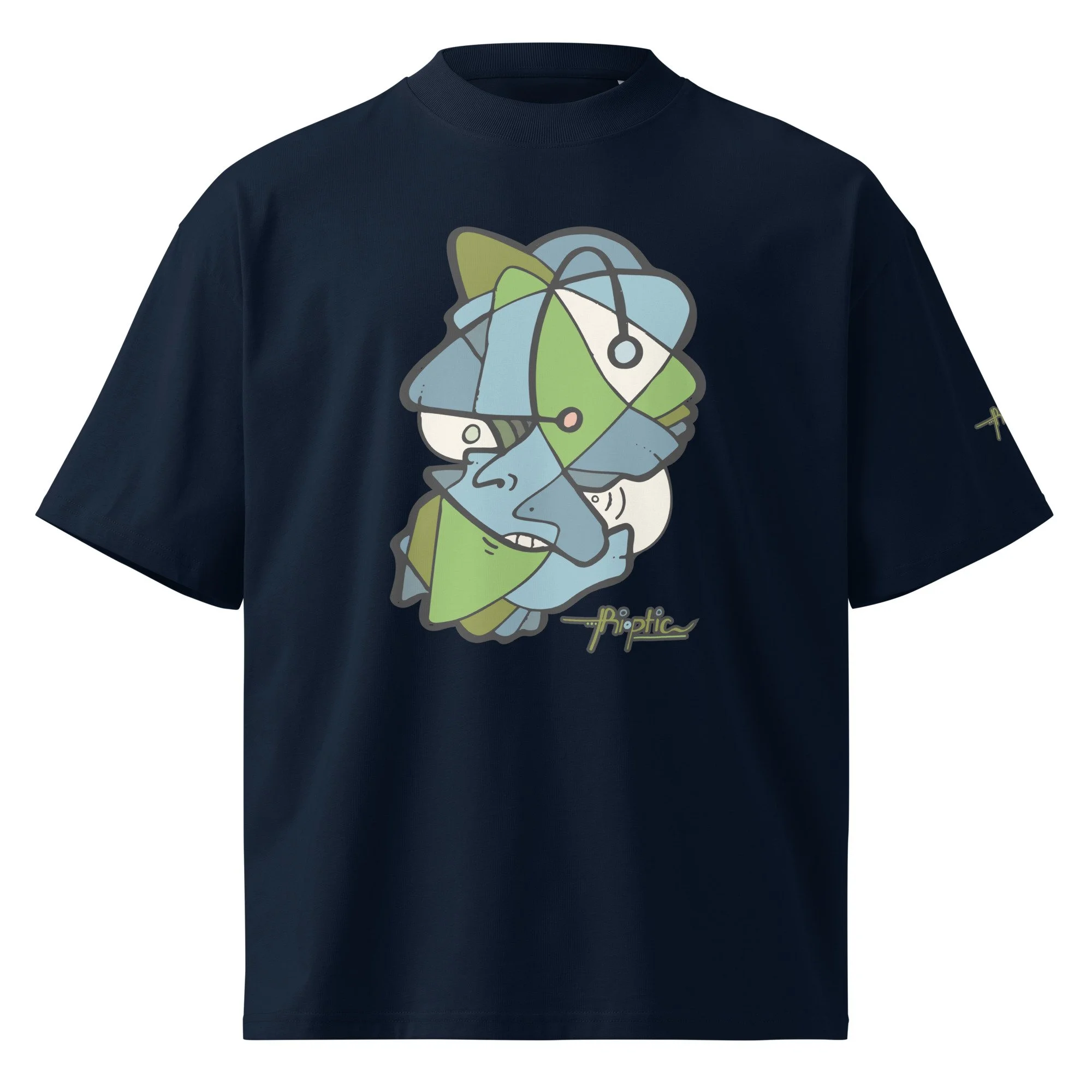 unisex-organic-oversized-high-neck-blaster-2.0-t-shirt-french-navy-front-6a39fbddb2a77.jpg