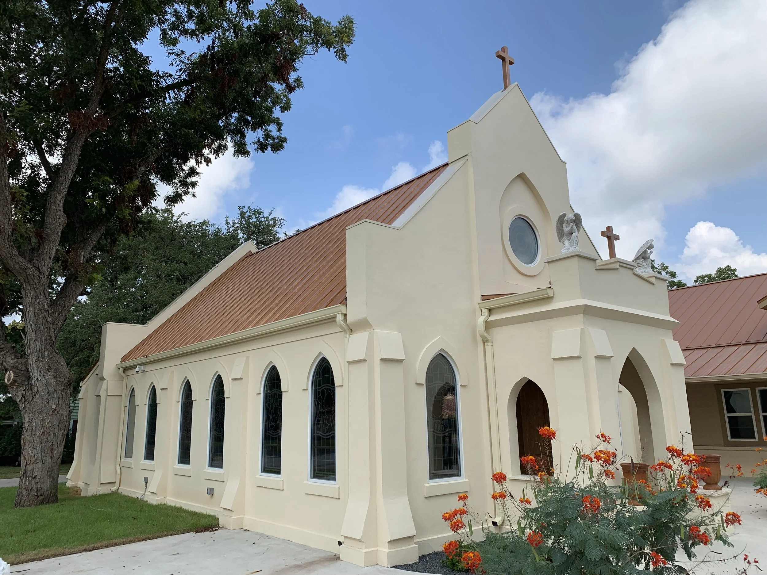 St. Paul Catholic Church, Smithville TX New historically-inspired Day Chapel, with JGA/FGM Architects. Completed June 2019.