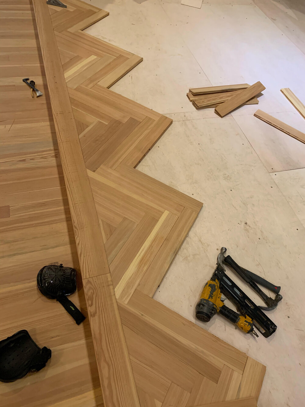 Herringbone Sanctuary Floors Underway