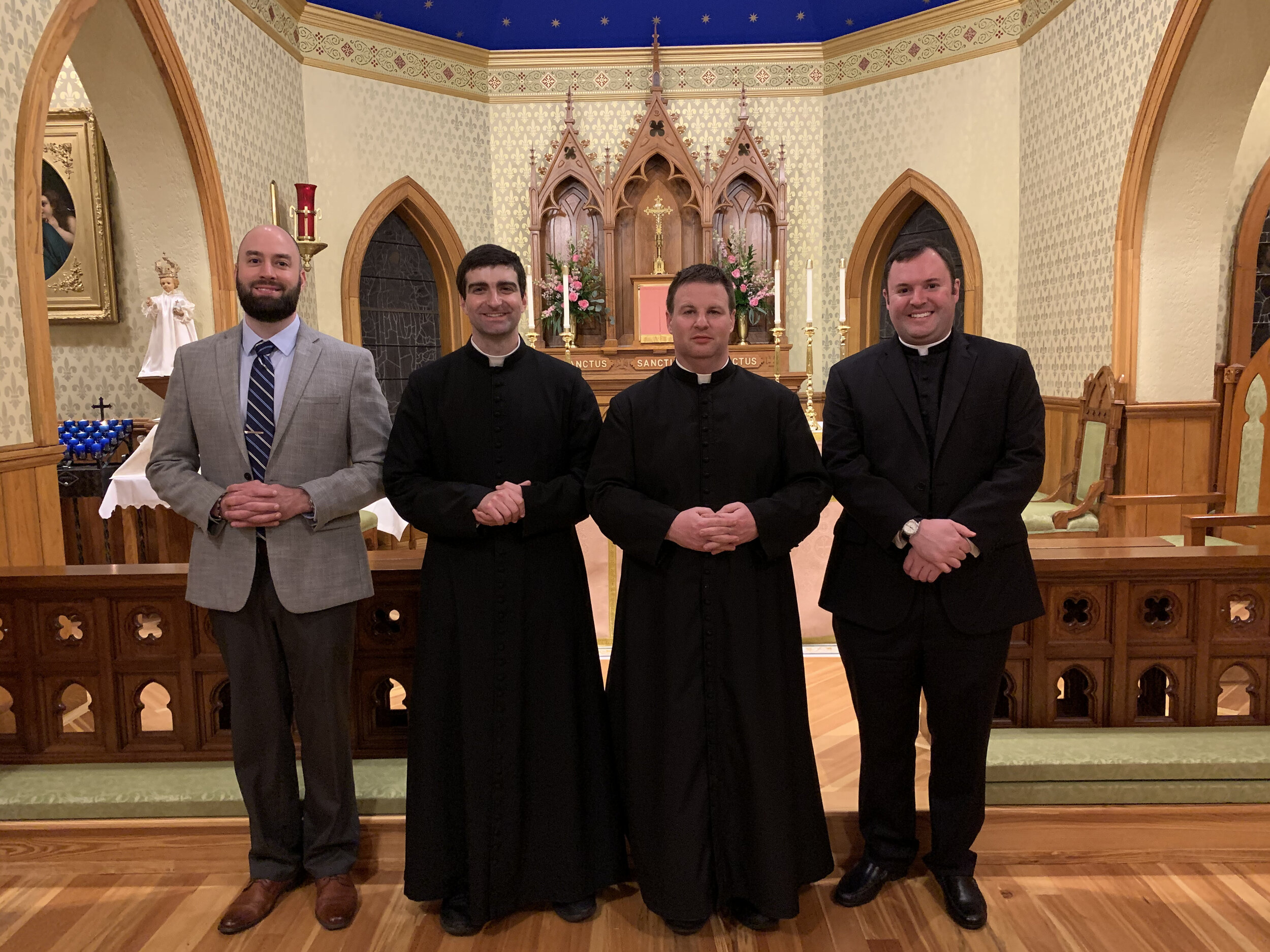  Liturgical Institute classmates Very Rev.  Justin Ward and Michael Raia were joined for the Dedication by Rev. Sam Bond from Lake Charles, LA, and Rev. Ryan Elder from Raleigh, NC.   