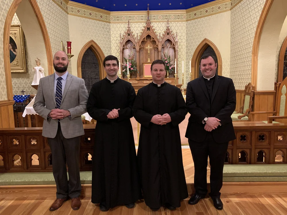  Liturgical Institute classmates Very Rev.  Justin Ward and Michael Raia were joined for the Dedication by Rev. Sam Bond from Lake Charles, LA, and Rev. Ryan Elder from Raleigh, NC.   