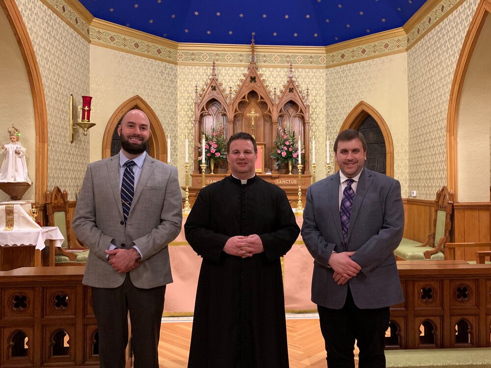  Studio io Project Manager Michael Tamara and President Michael Raia with pastor, Rev. Justin Ward 