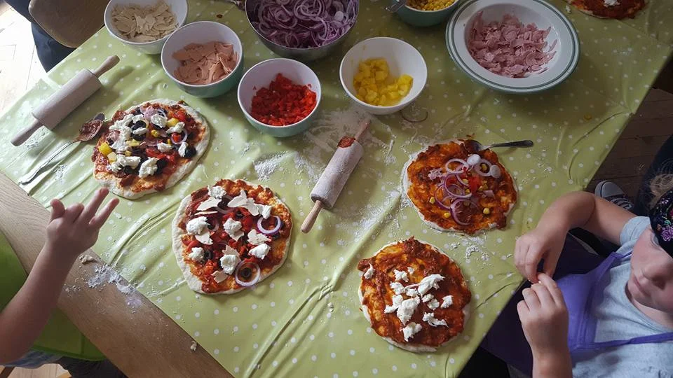 Home-made pizza made at The White House.