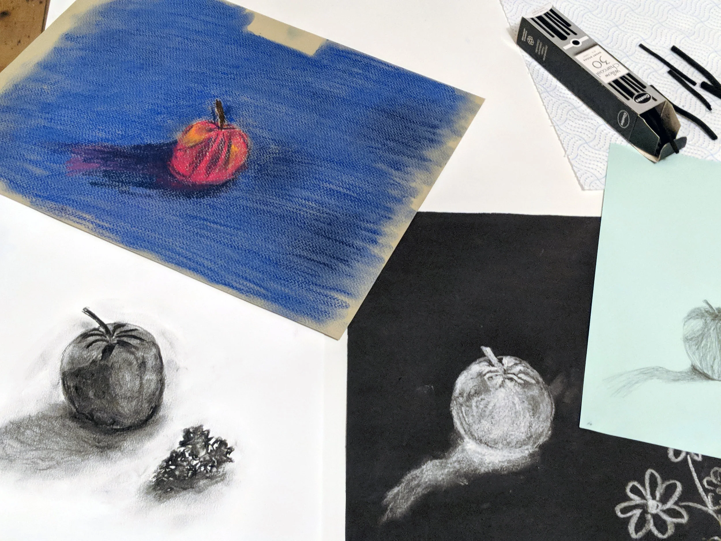 Still life work from the Pastels & Pencils Workshop