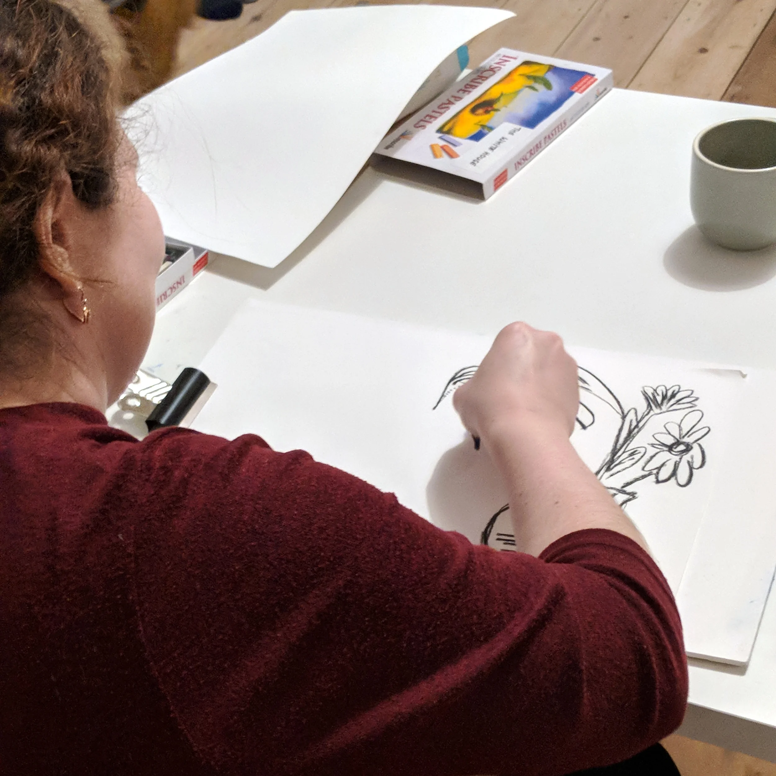Artist working at the Pastels & Pencils Workshop