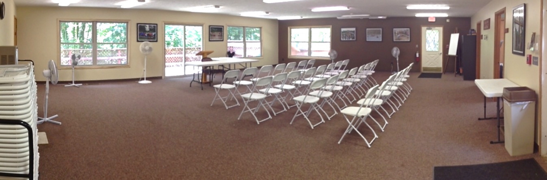 Here's a look at how one of our groups had the room arranged. We can set it up however you desire, with up to 100 chair and 10 tables available.