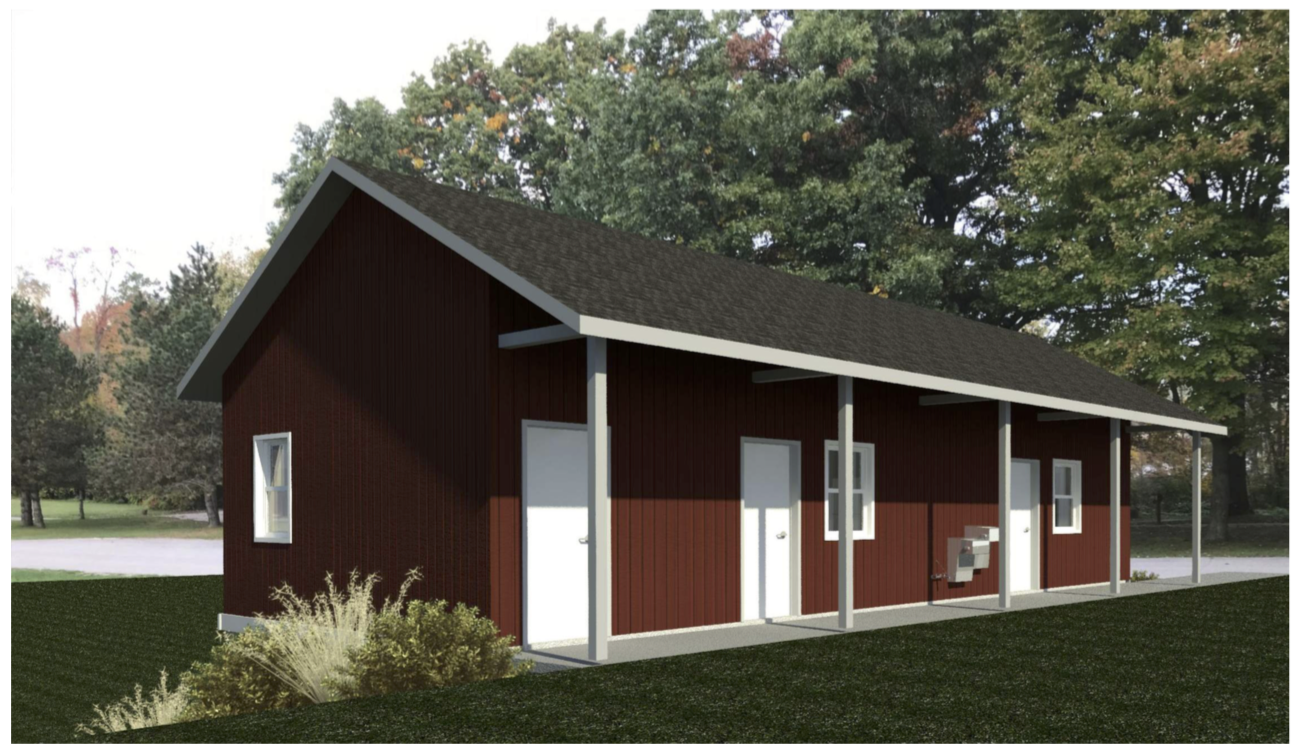 Here’s a artist rendering of the east-facing side of the building, which will be parallel to the basketball court.