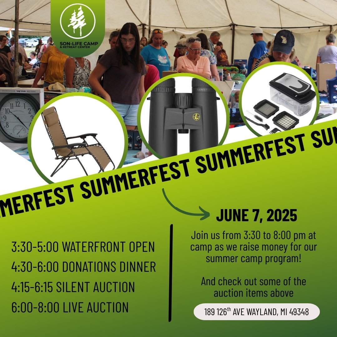 🎉 Just 11 days until SUMMERFEST and the excitement is building! Still on the fence? Take a look at just a few of the amazing auction items up for grabs:
🪑 Tan Lounge Chair
🔭 Leupold Rainier Binocular Set
🥒 Handy Vegetable Chopper

You won&rsquo;t