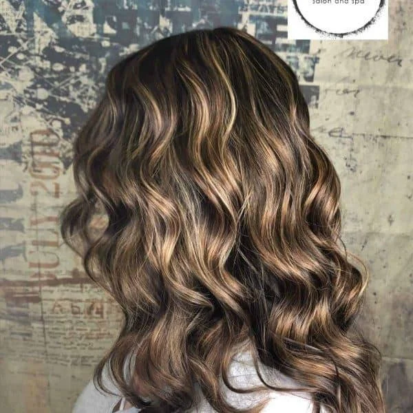 Hair highlights with visible strands and dimension at salon in Sunny Isles Beach