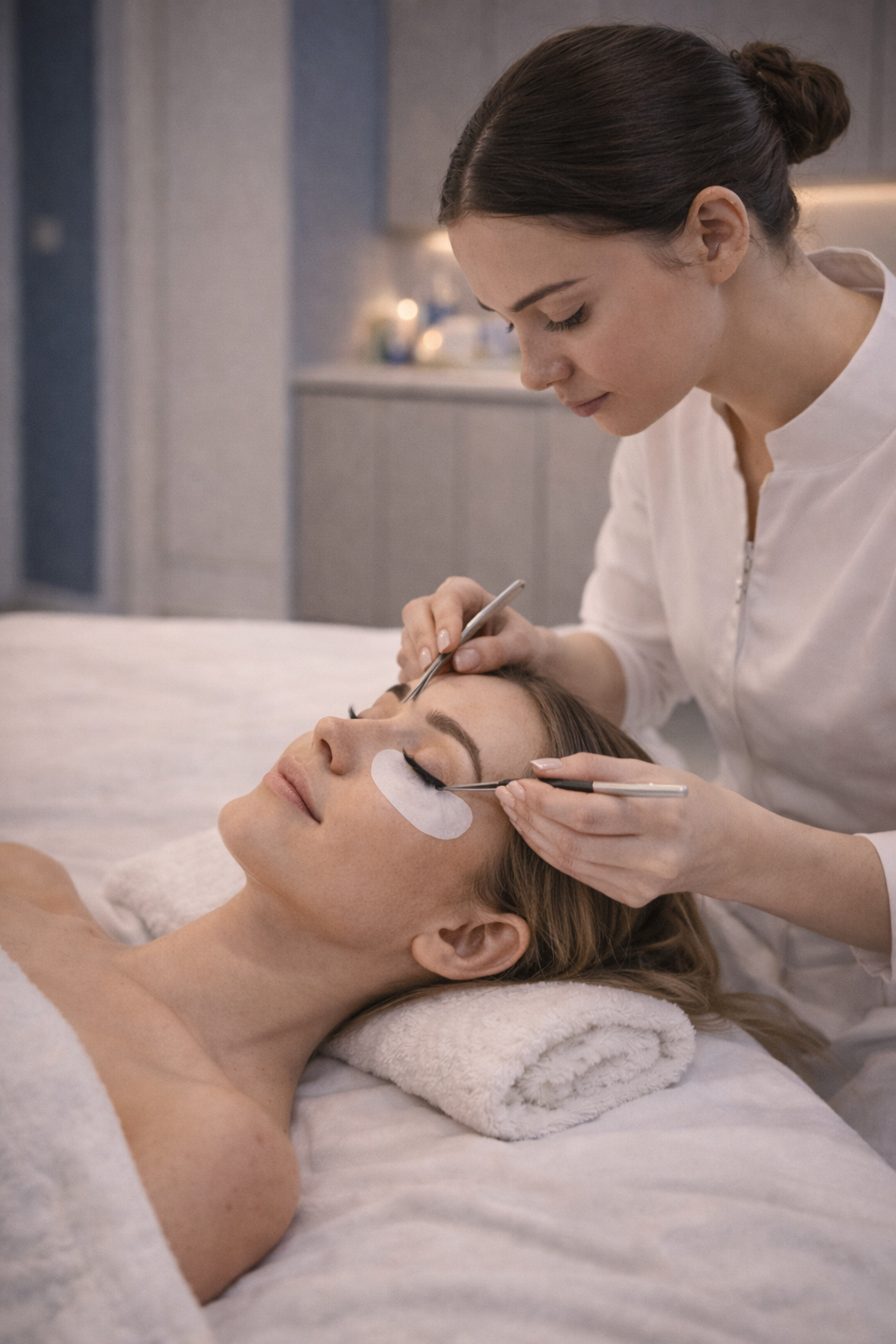 Eye beauty treatment including brows shaping and lashes care at Le Salon Paris in Sunny Isles Beach