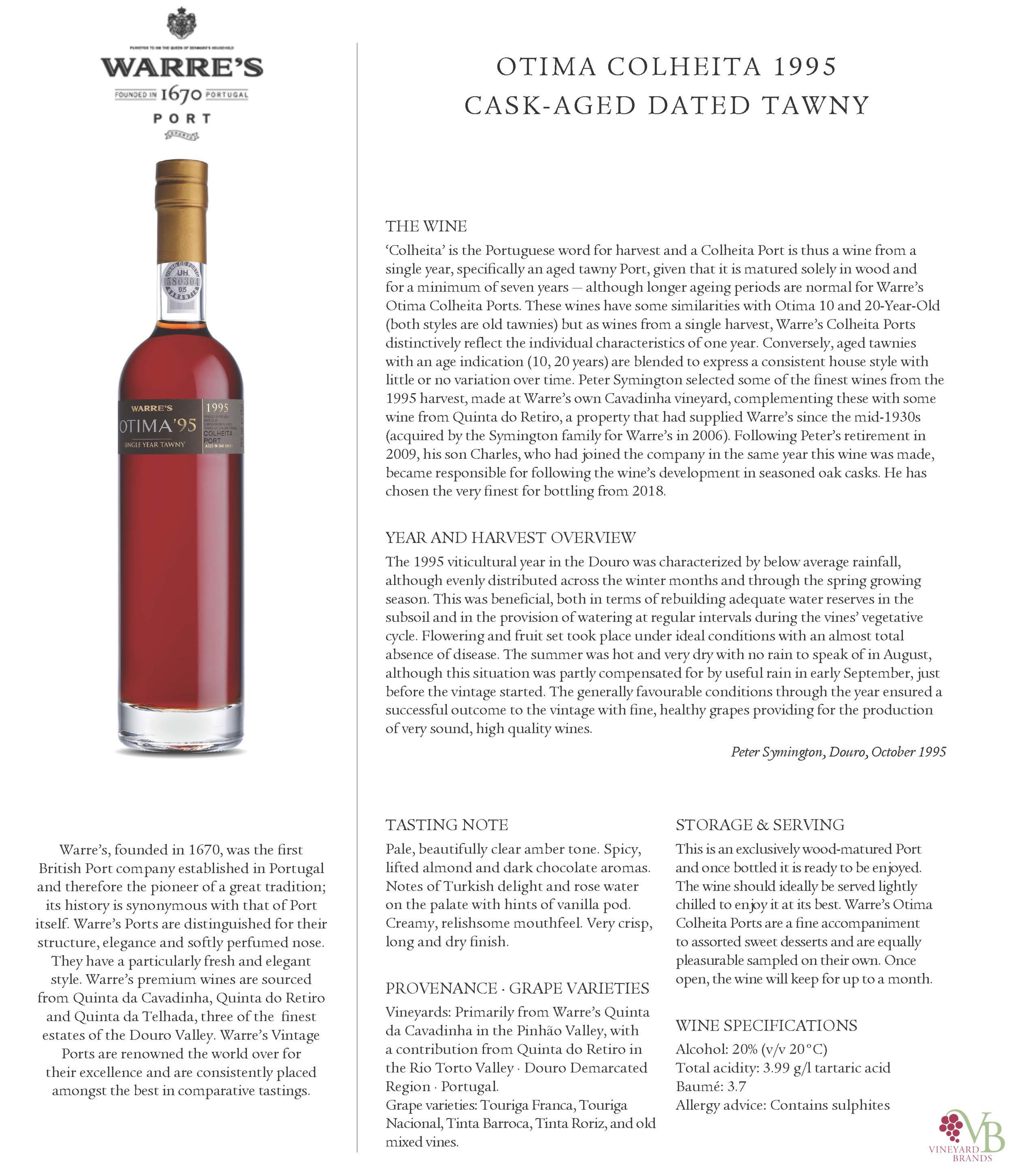 PRE-BUY Otima Colheita 1995 Cask-Aged Dated Tawny