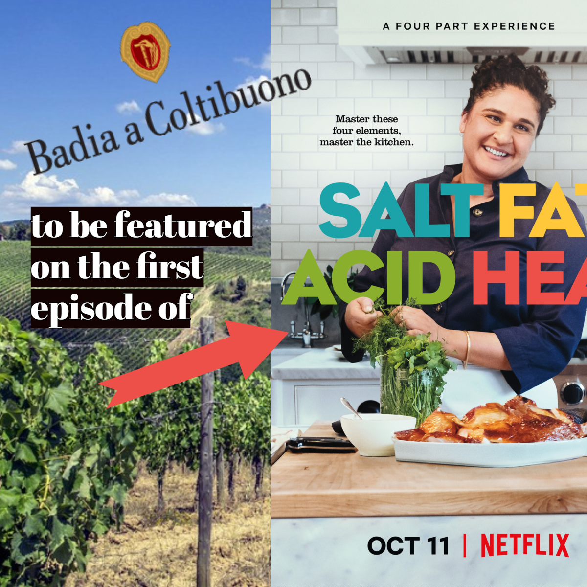 Badia a Coltibuono Featured On First Episode of Netflix's "Salt, Fat, Acid, Heat"