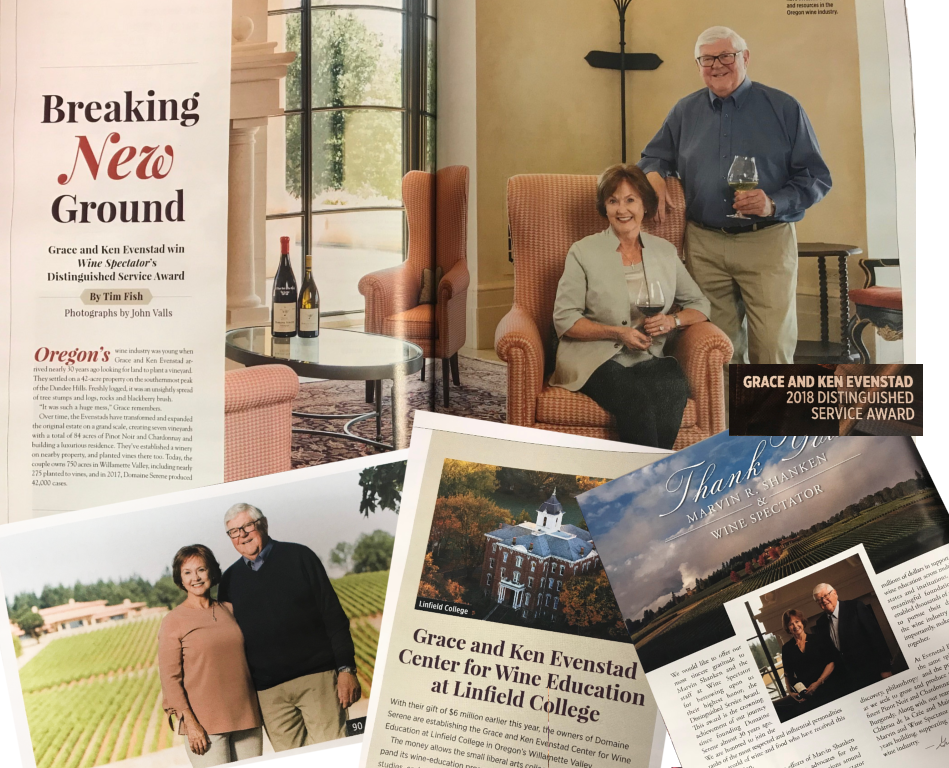 Domaine Serene Founders to Receive Wine Spectator's Highest Honor, the 2018 Distinguished Service Award