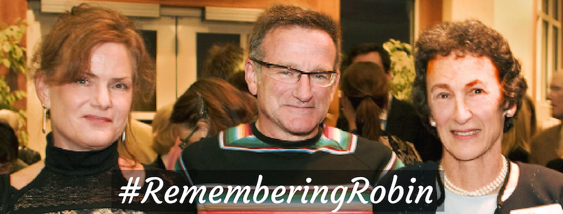 Trips for Kids Founder, Marilyn Price (right) and Board of Directors Chair Pat Gallery (left) photographed with actor Robin Williams.