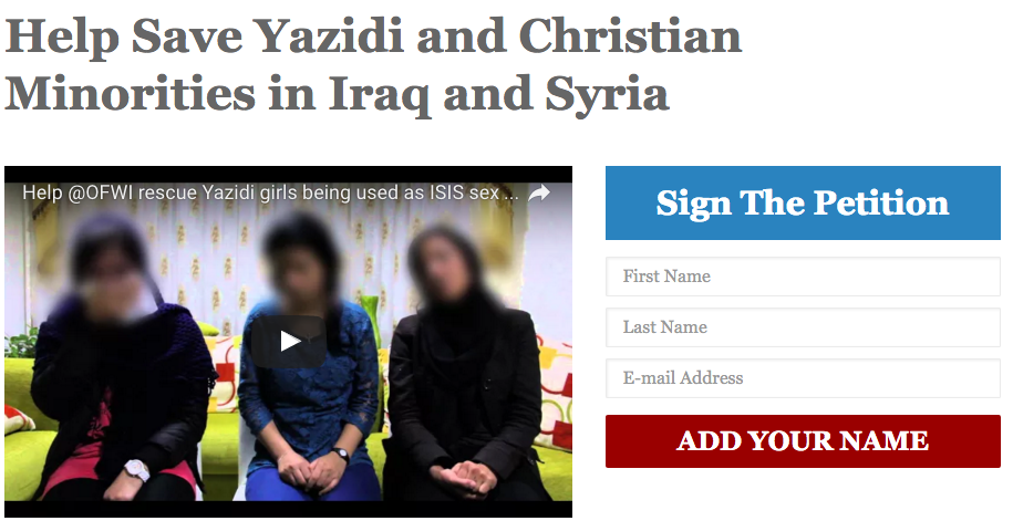 OFWI Launches Petition to Help Save Yazidis and Christians