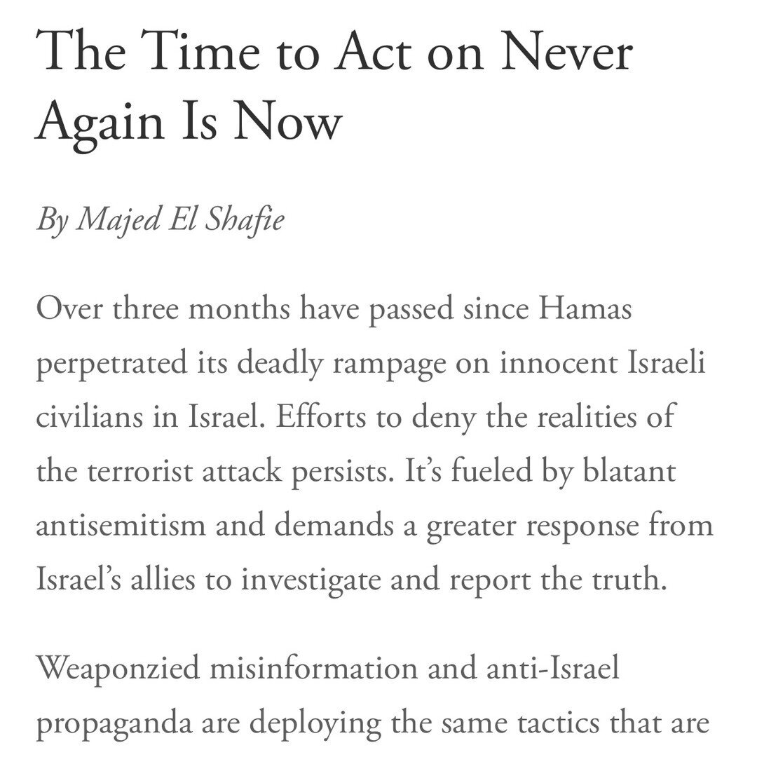 Canada is failing to act on Never Again.

Zionist cannot become a slur. 

Read Majed El Shafie on the importance combatting antisemitism where it rears its ugly head.
https://ofwi.org/action-alerts/2024/1/22/the-time-to-act-on-never-again-is-now
#Isr