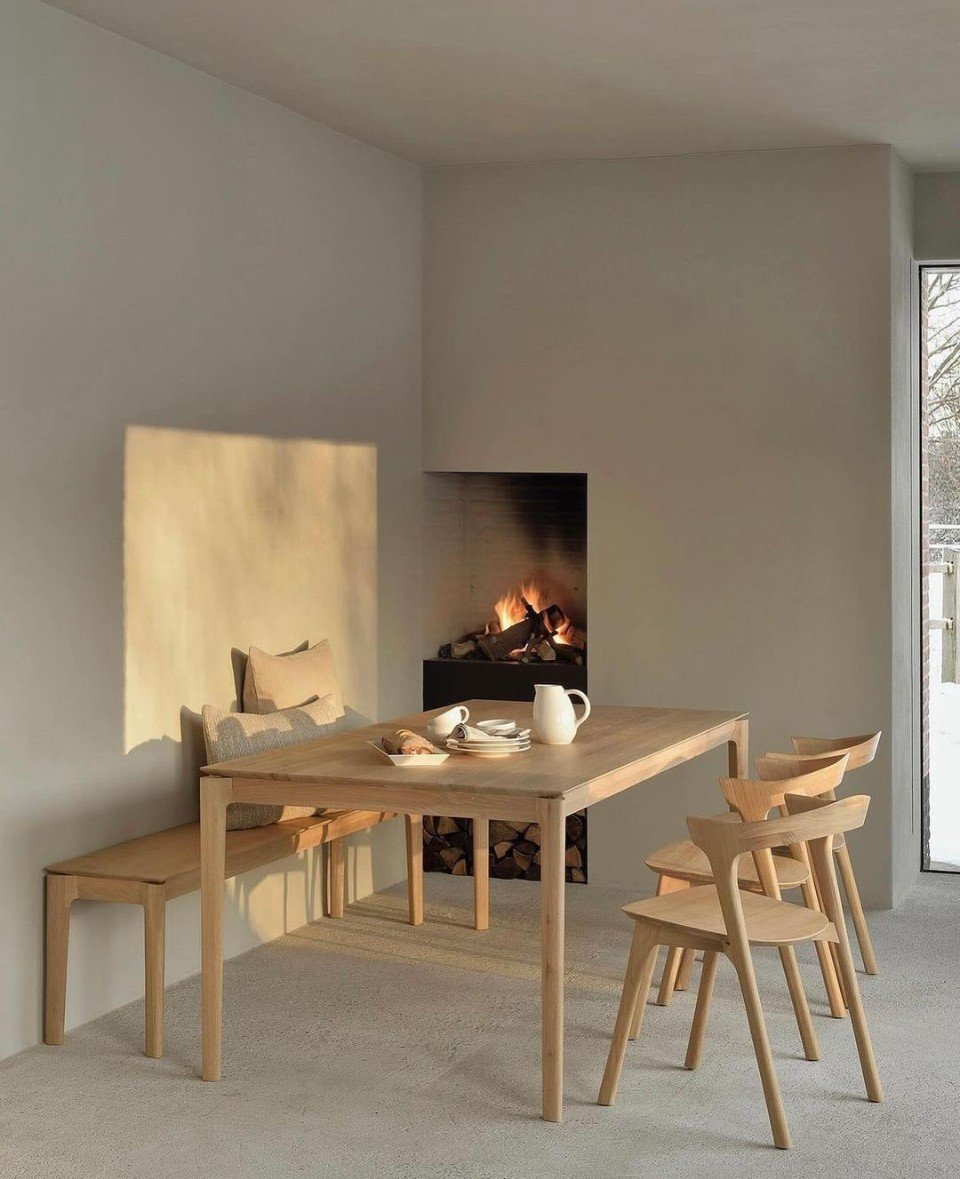 15% off all Ethnicraft until Tuesday the 28th.  French oak is the specialty of Belgium based Ethnicraft. Pictured is the Bok Dining Table, Bok Bench and Bok Chairs. ⁠
⁠
Designer Alain van Havre combines sculptural elegance into a graceful form. Visit