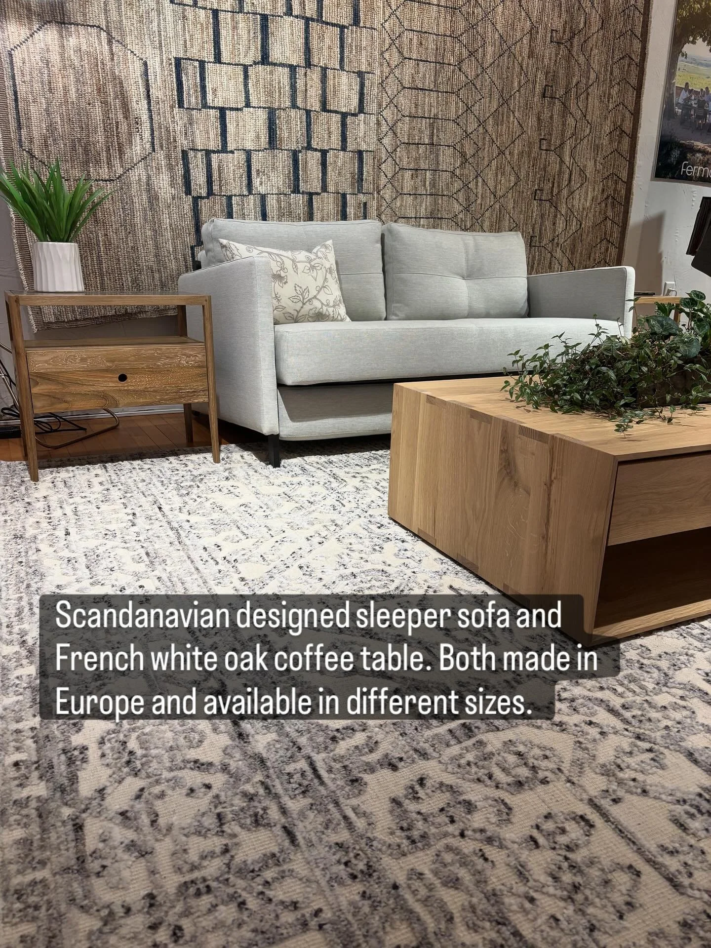 These two area rugs are made by hand using wool and cotton and are also available in different sizes. Visit us in our State College showroom.⁠ ⁠

#shoplocal #shopsmall #hyggehome⁠ #boalsburgpa #boalsburg #statecollege⁠ 
#happyvalley #rothrock
#lewisb